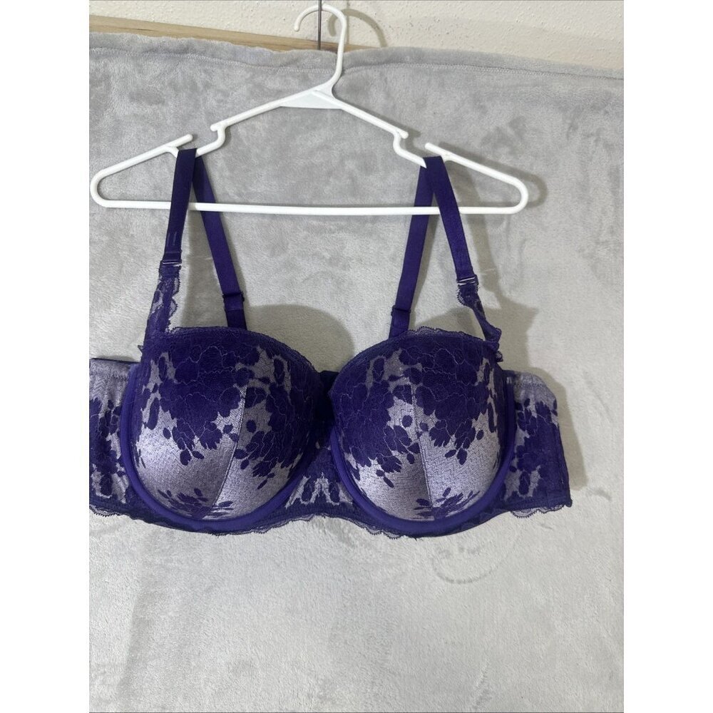 TORRID 11781747 Dark Purple Lace Push Up Strapless Multiway Bra 44D